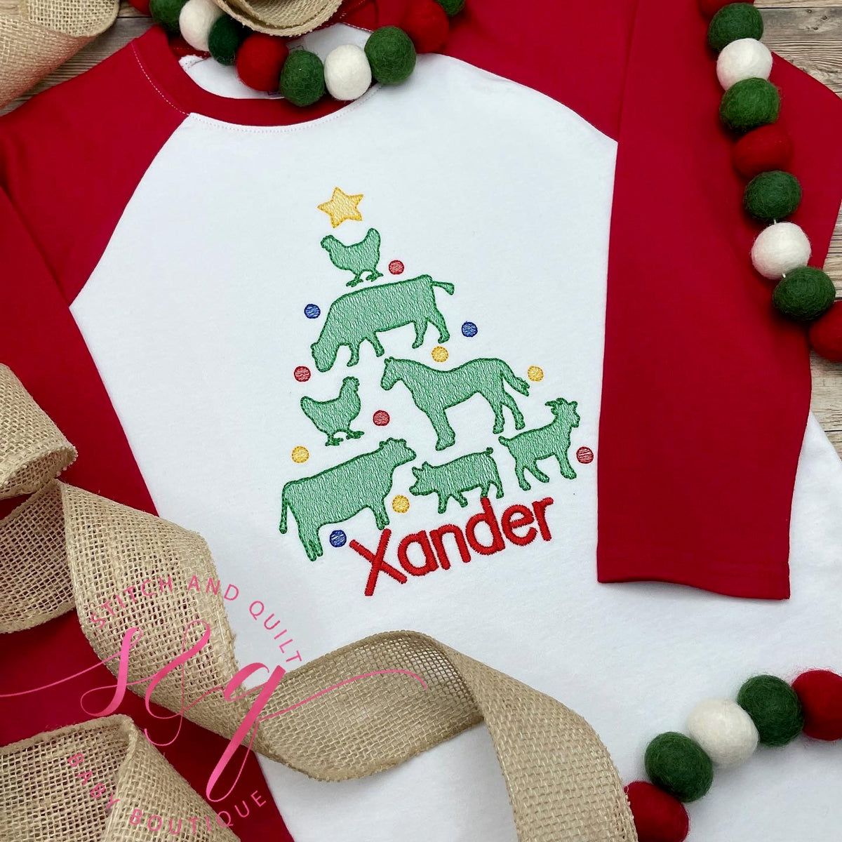 Boys Toddler and Infant Christmas Shirt, Holiday shirt for boys, Christmas shirt for boys, Barnyard Christmas Farm Christmas