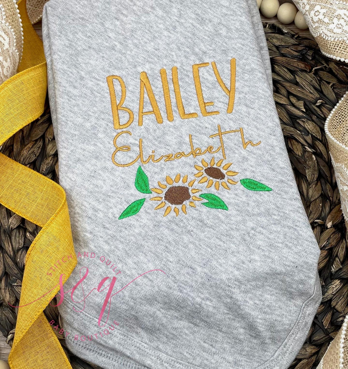 Newborn Going Home Outfit Girl,  Baby Gift Girl Newborn, Newborn Sunflower set for Baby Girl