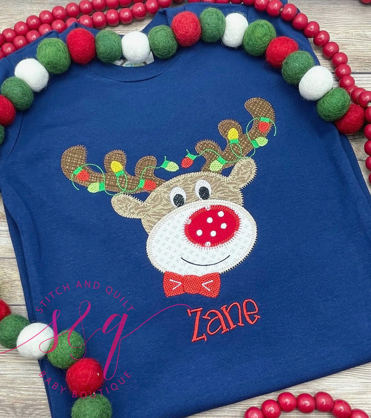 Boys Toddler and Infant Christmas Blue Shirt Reindeer Lights, Holiday shirt for boys, Christmas shirt for boys