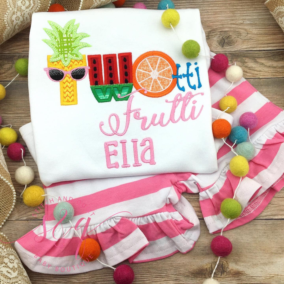 Twotti Frutti, tutti frutti, two, birthday, Girls second birthday shirt
