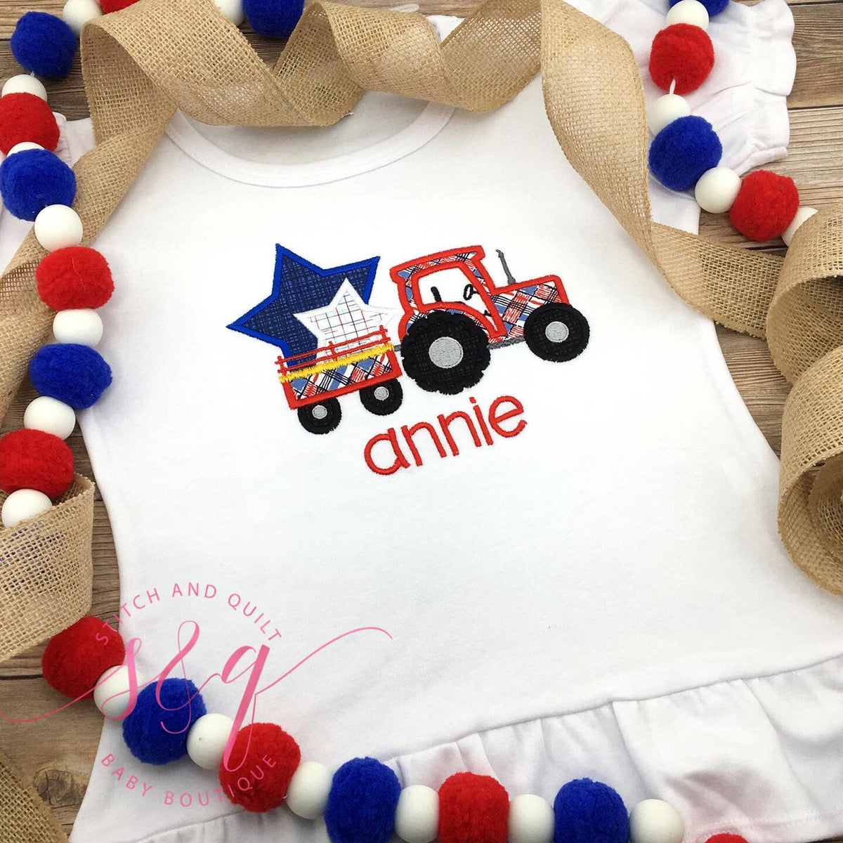 Girl Patriotic Shirt and Shorts, Girl Fourth of July Shirt, Girl tractor shirt