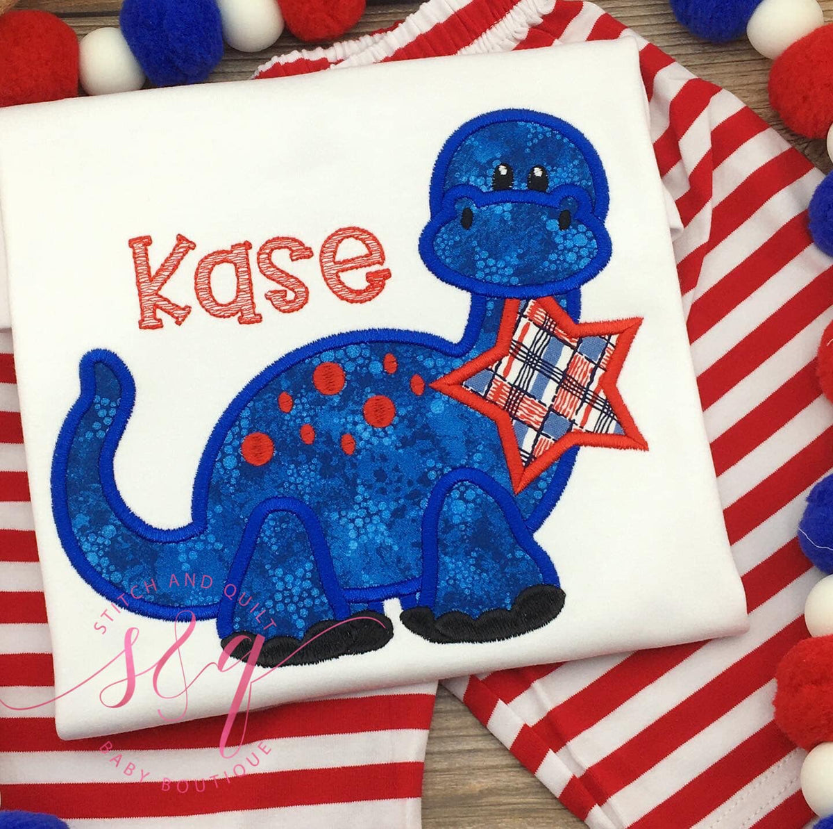 Patriotic 4th of July dinosaur,  toddler shorts set