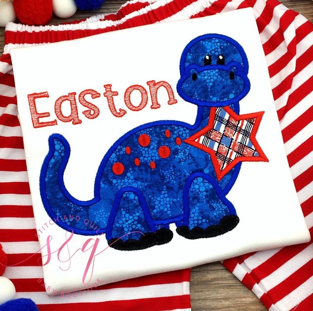 Patriotic 4th of July dinosaur,  toddler shorts set