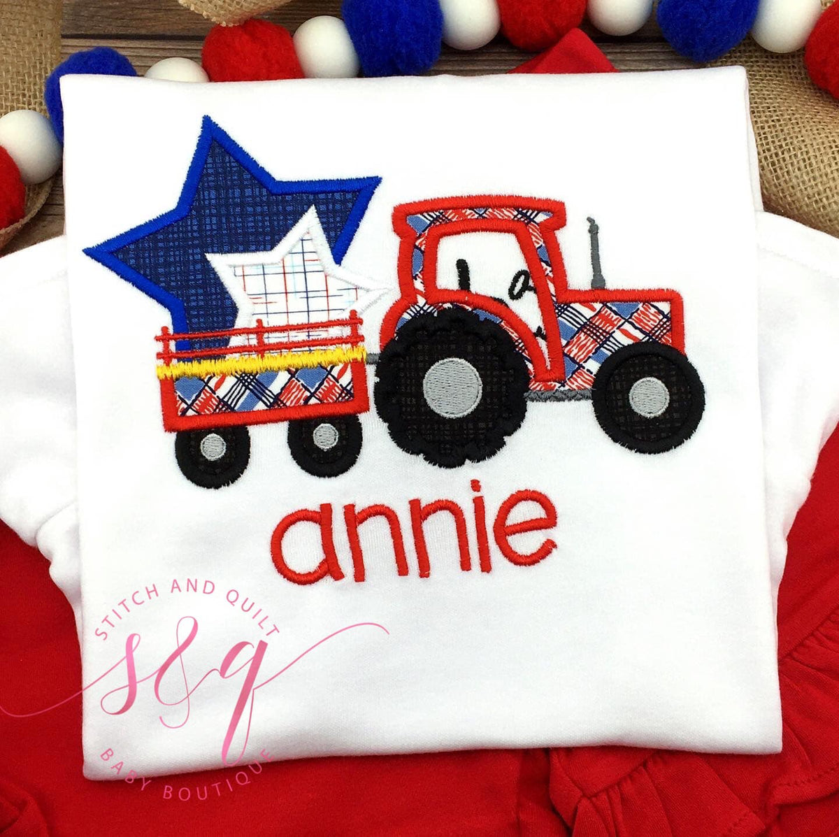 Girl Patriotic Shirt and Shorts, Girl Fourth of July Shirt, Girl tractor shirt