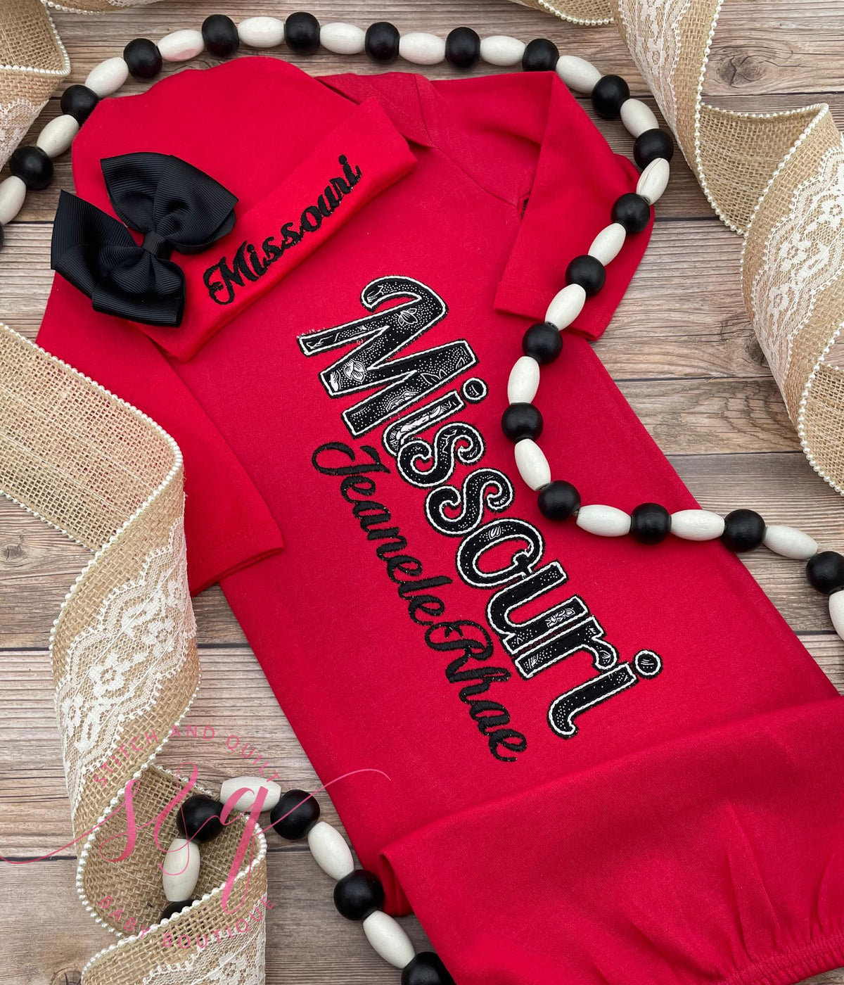 Newborn infant coming home outfit, Newborn gowns girl,  Red and Black Baby
