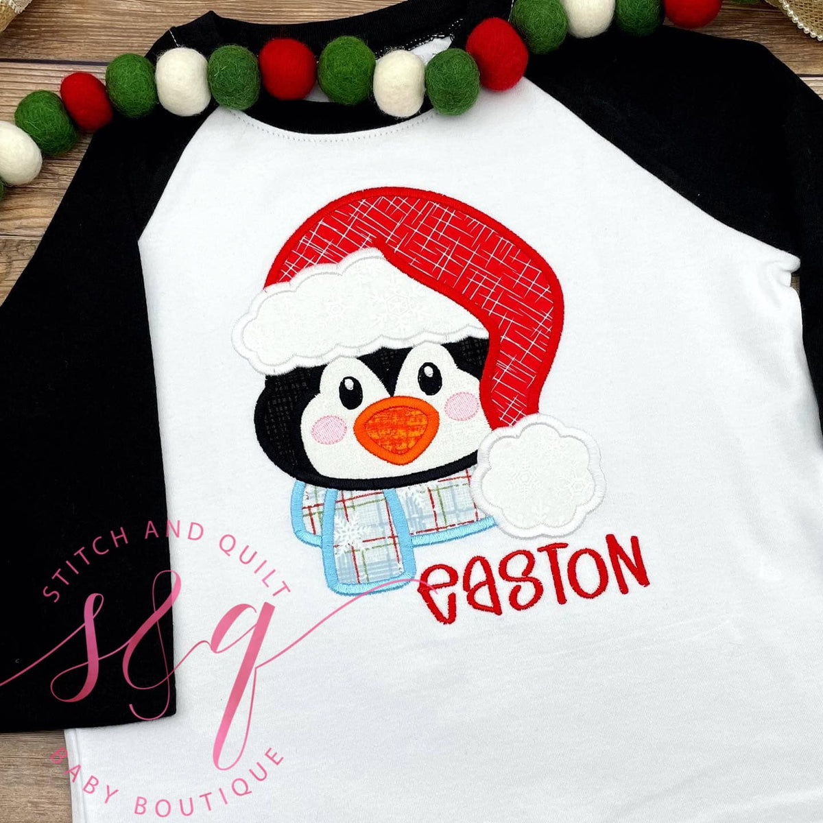 Christmas Penguin Raglan Shirt, Toddler Boy Girl Penguin Tee, Baby Penguin Claus, Christmas Shirt Kids