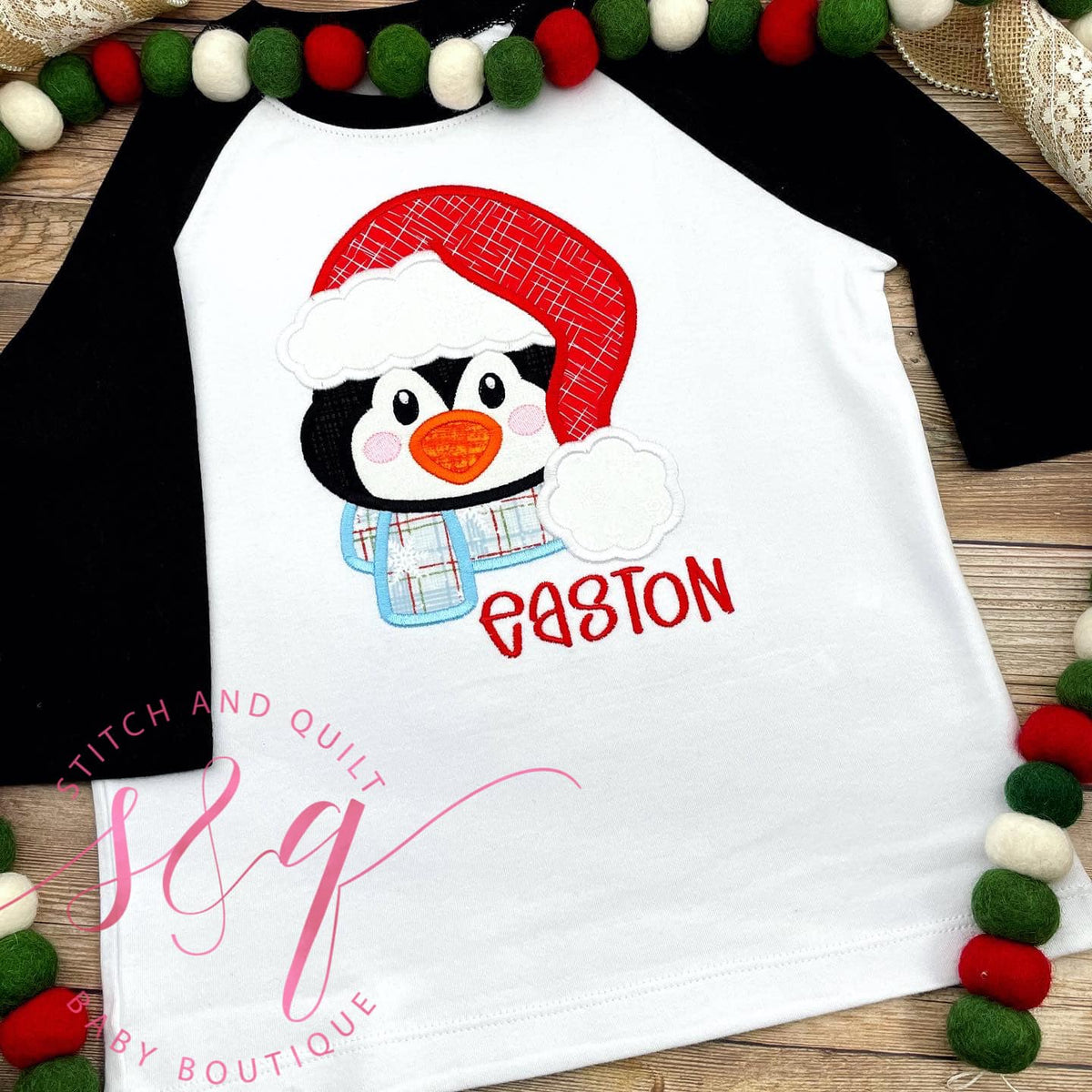 Christmas Penguin Raglan Shirt, Toddler Boy Girl Penguin Tee, Baby Penguin Claus, Christmas Shirt Kids