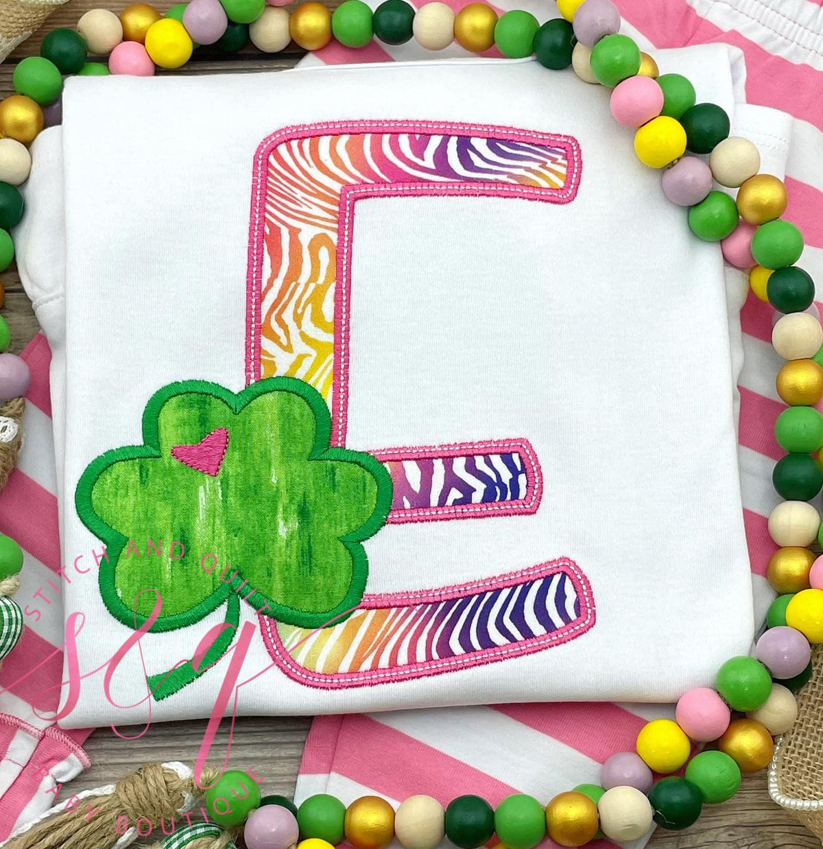Girls St Patrick’s Day outfit Letter in Zebra fabric