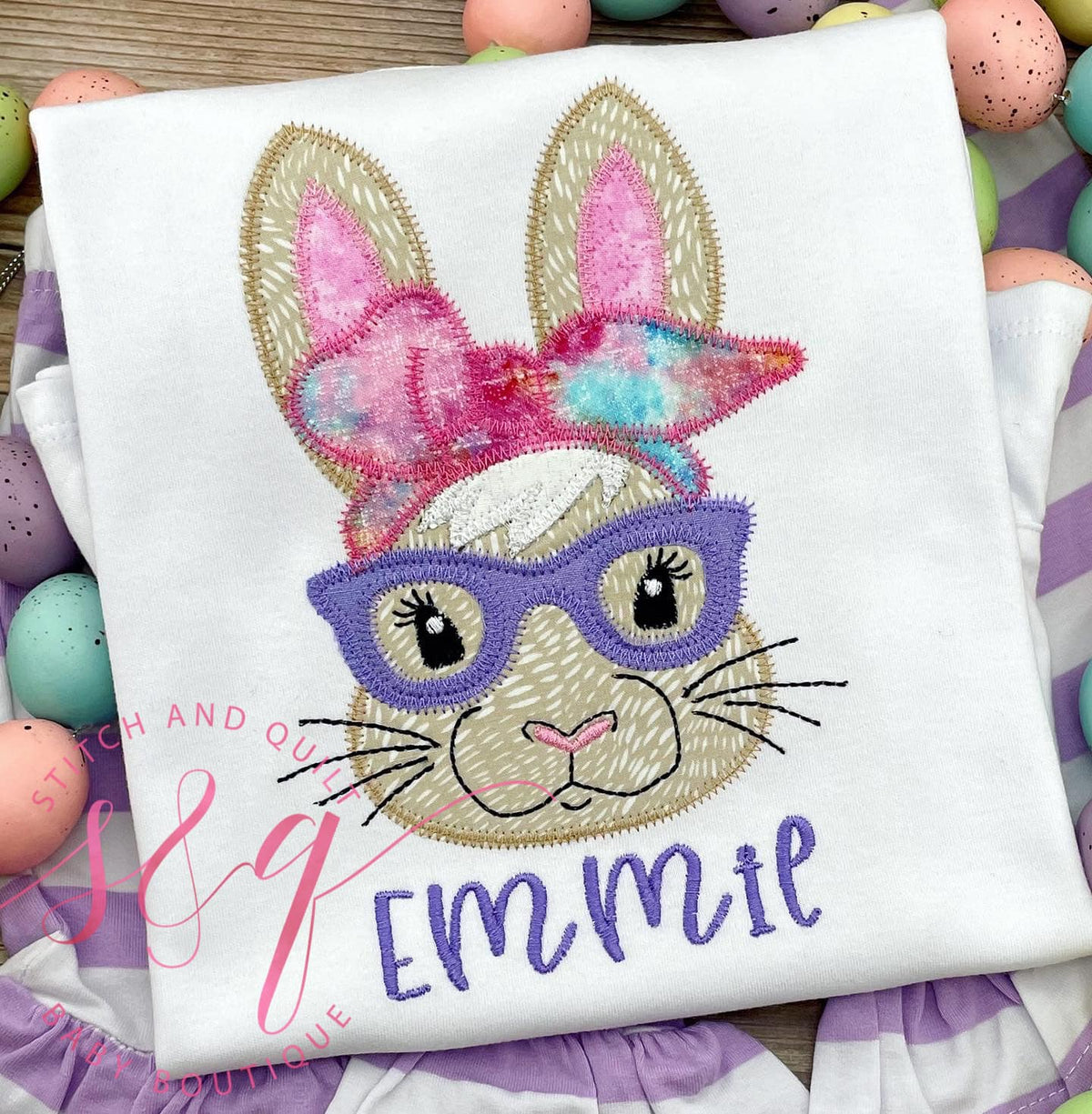 Bunny Glasses Bandana, Girl Easter Bunny Shirt, Girl Easter BunnyAshort set, Girl Easter Rabbit Shirts, Girl Toddler Easter Outfit