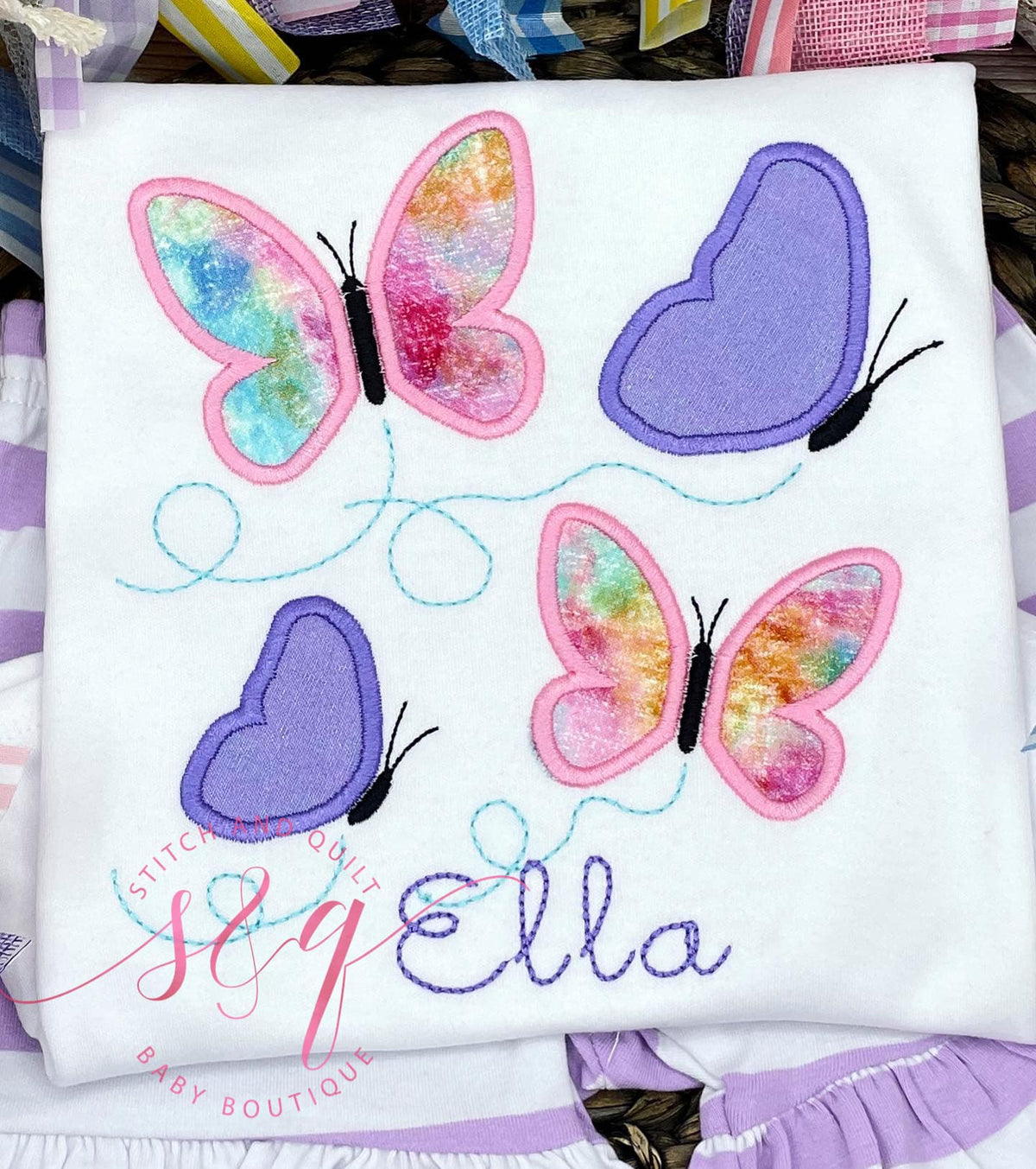 Girl&#39;s Butterfly short set, Girl&#39;s butterfly shirt, Pink and Purple butterflies, Spring Summer outfit for girls