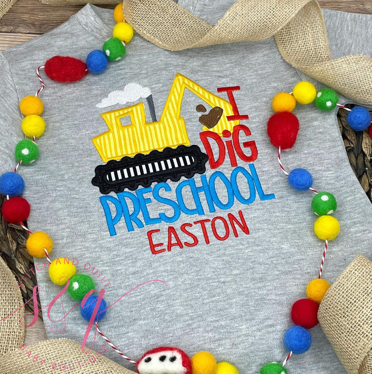 Preschool Digger shirt,  First day of school preschool shirt, Digger shirt,  I dig preschool
