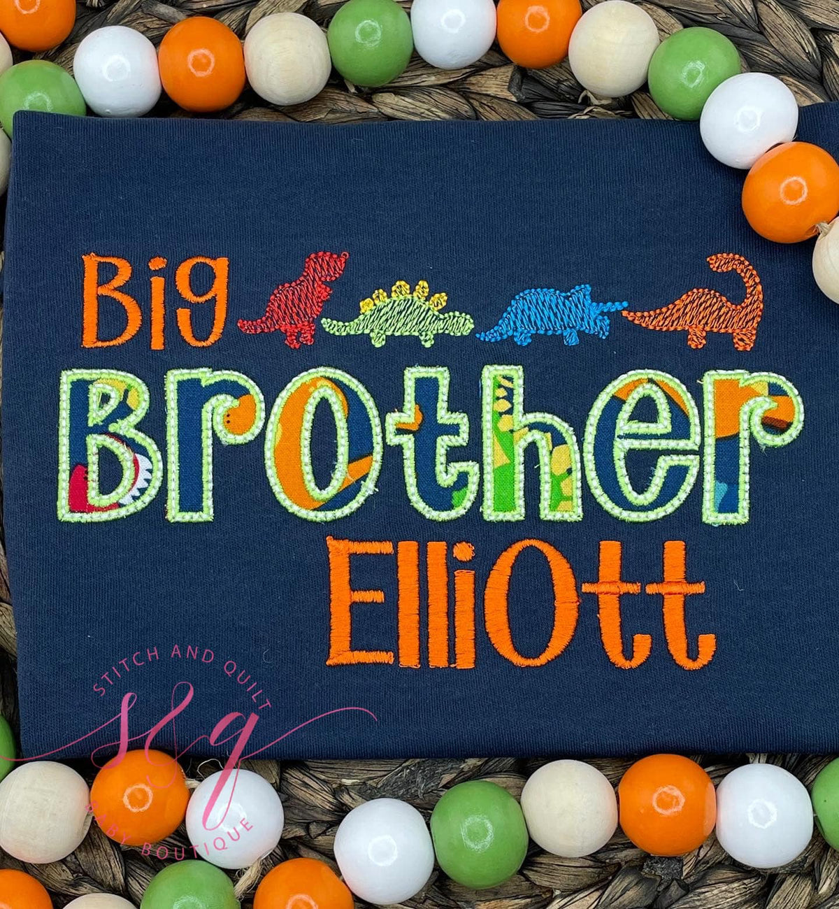 Dinosaur Little brother Big Brother Sibling set