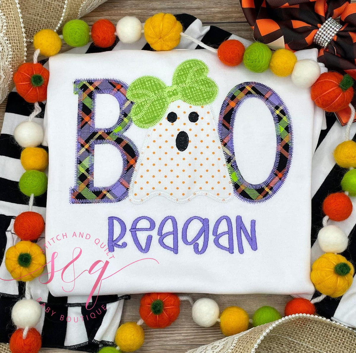 Girl&#39;s Halloween Outfit, BOO with Ghost, Halloween Shirt, Halloween Outfit Babies, Halloween Outfit Girls,  Personalized Halloween Outfit