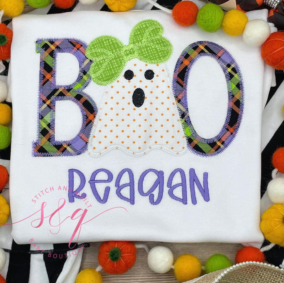 Girl&#39;s Halloween Outfit, BOO with Ghost, Halloween Shirt, Halloween Outfit Babies, Halloween Outfit Girls,  Personalized Halloween Outfit