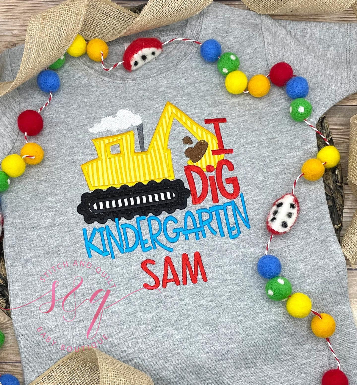 Kindergarten Digger shirt,  First day of school Kindergarten shirt, Digger shirt,  I dig Kindergarten