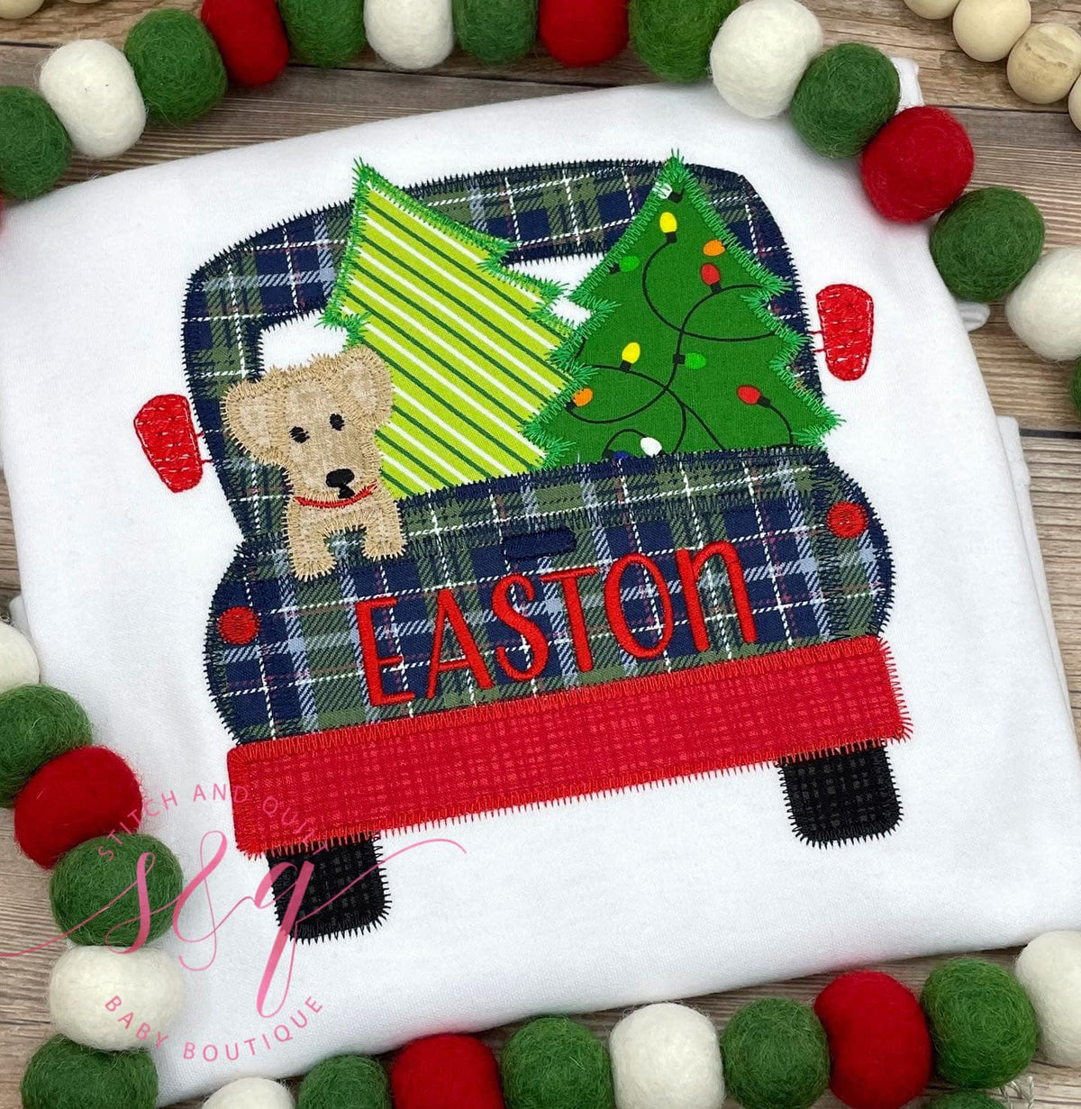 Boys Christmas Shirt with truck and puppy. Boy Christmas truck shirt, Toddler Christmas shirt, Christmas romper
