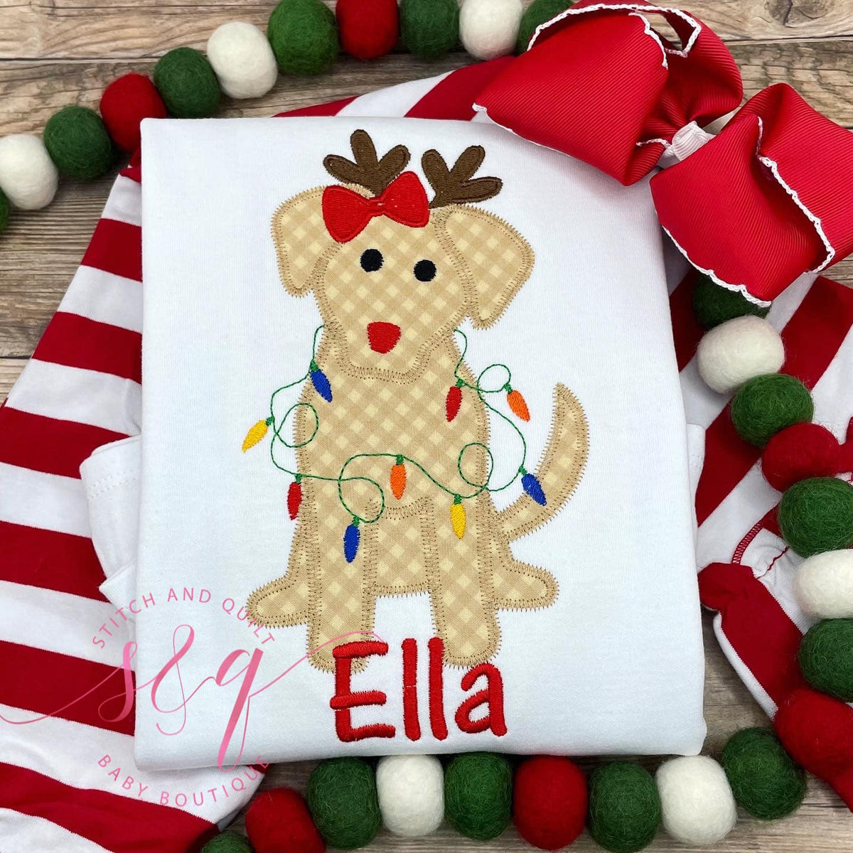 Girl Christmas Outfit, Girl Christmas Puppy outfit, Toddler Christmas Outfit,  Christmas Ruffle, Christmas Card outfit