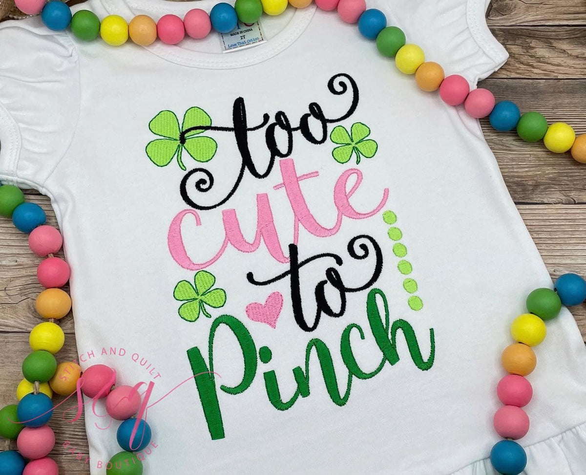 Girls St Patrick’s Day outfit, Girl St Patty’s Day too Cute to Pinch