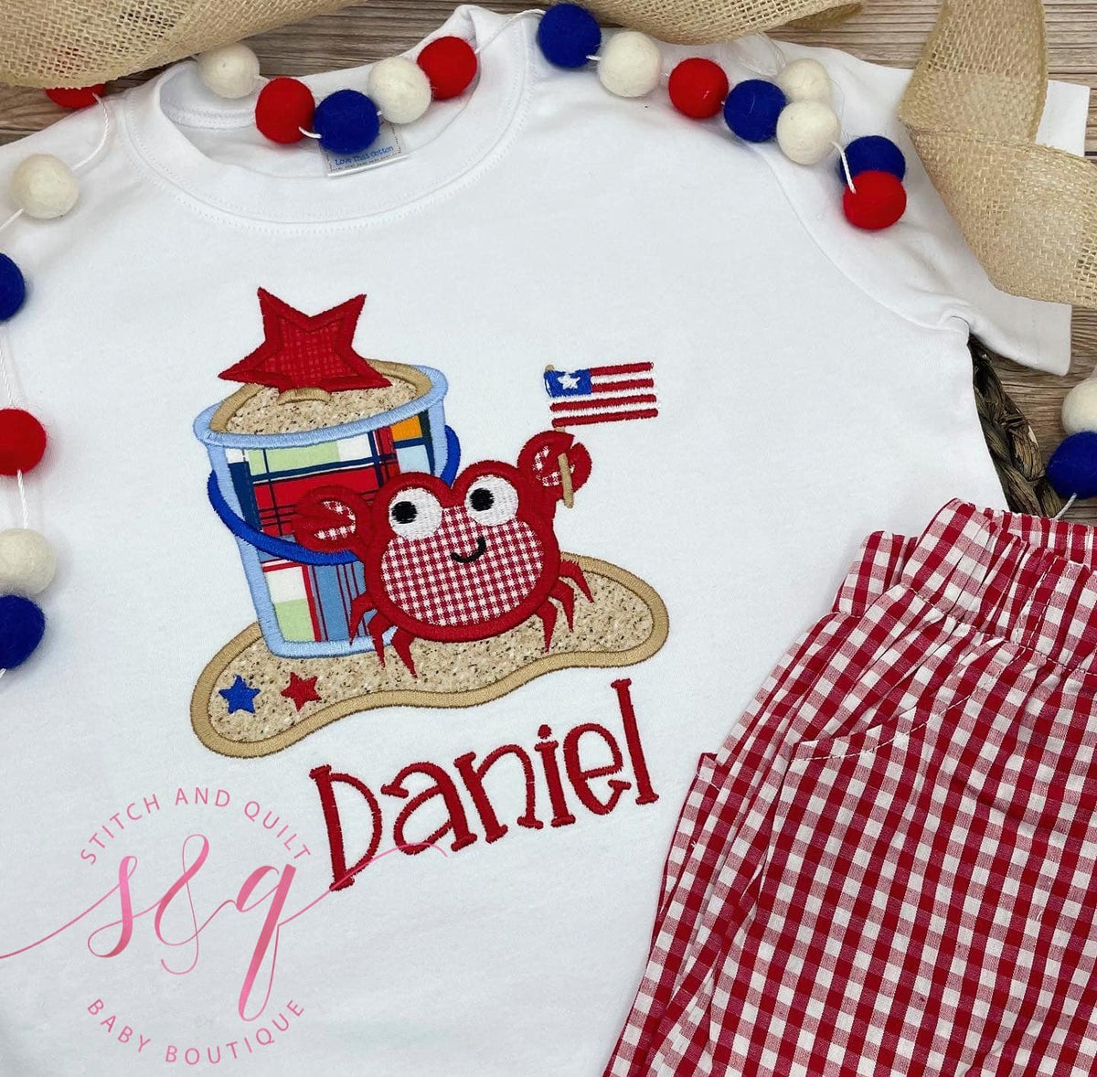 Boy Patriotic Shirt and Shorts, Fourth of July Outfit, Patriotic Kids, Beach Crab shirt