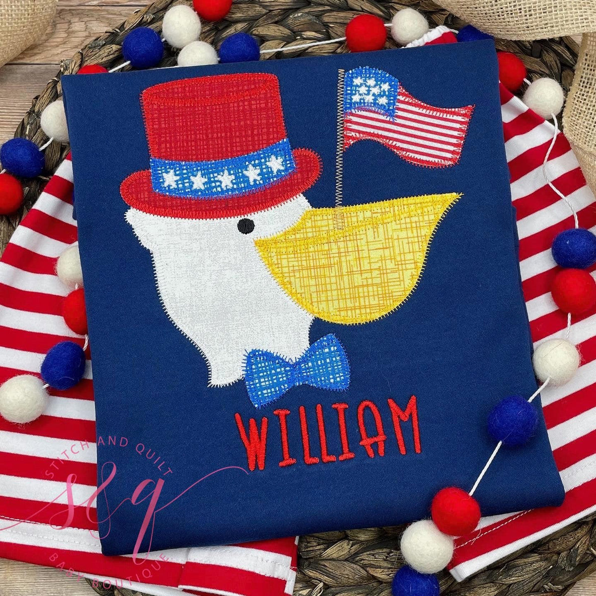 Patriotic 4th of July pelican, toddler shorts set, 4th of July for boys, beach pelican, boy shirt