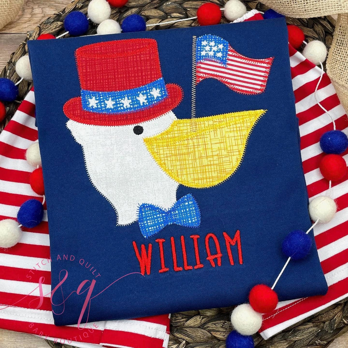 Patriotic 4th of July pelican, toddler shorts set, 4th of July for boys, beach pelican, boy shirt