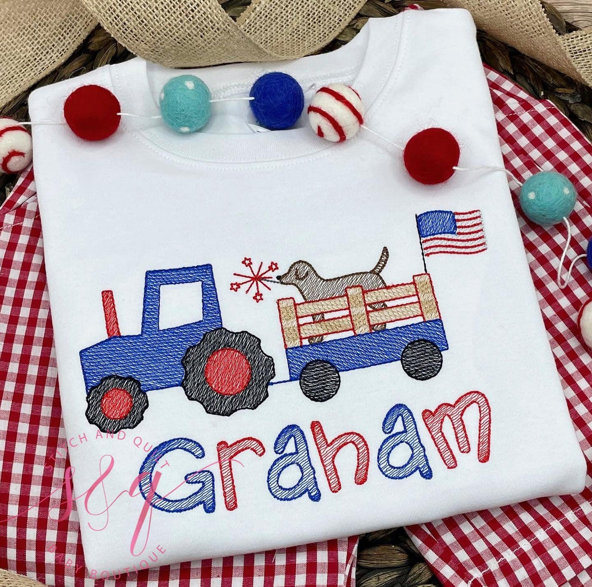 Make Your Little Boy&#39;s 4th of July Even More Special with Personalized Tractor and Trailer Tee