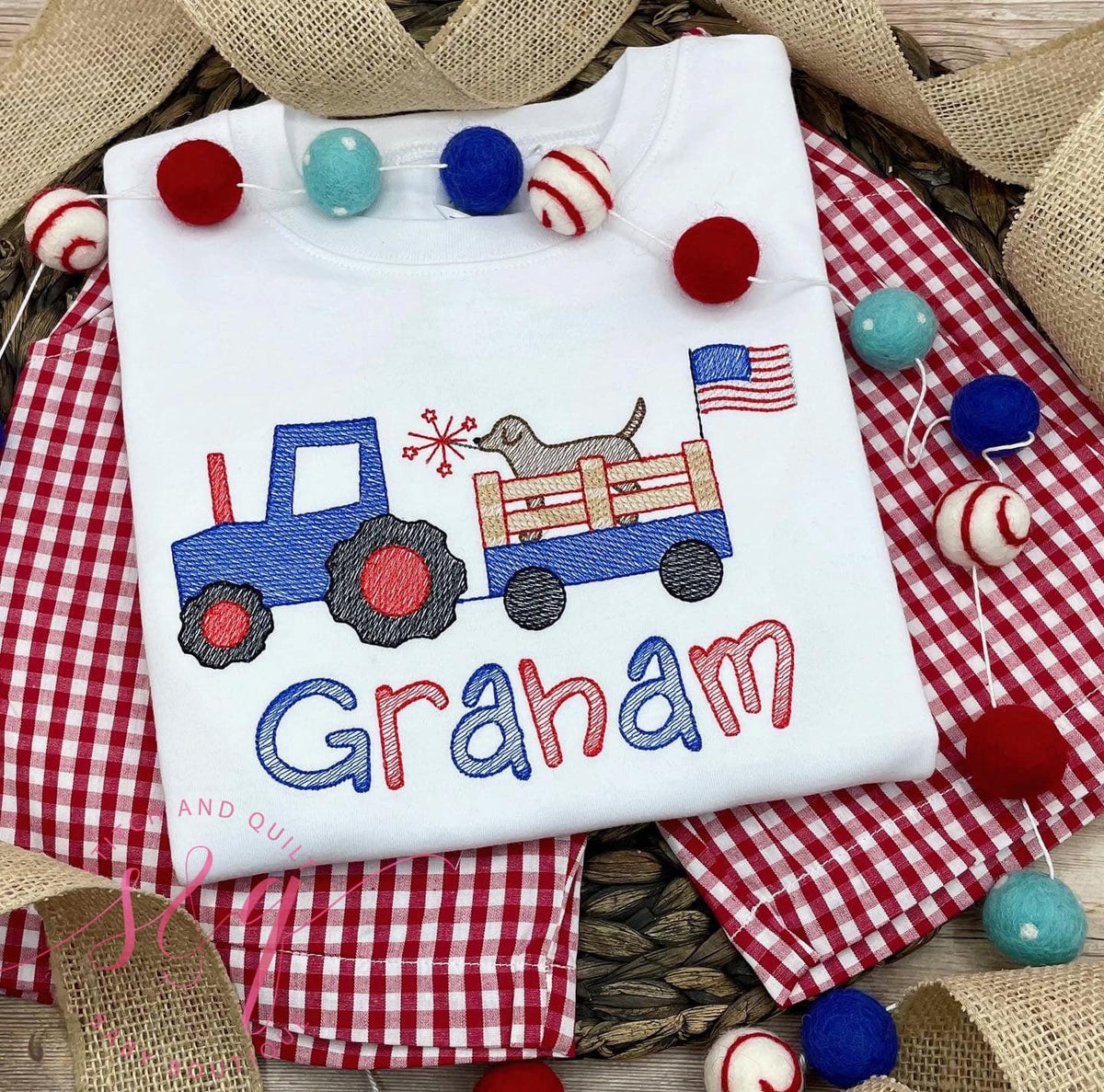 Make Your Little Boy&#39;s 4th of July Even More Special with Personalized Tractor and Trailer Tee