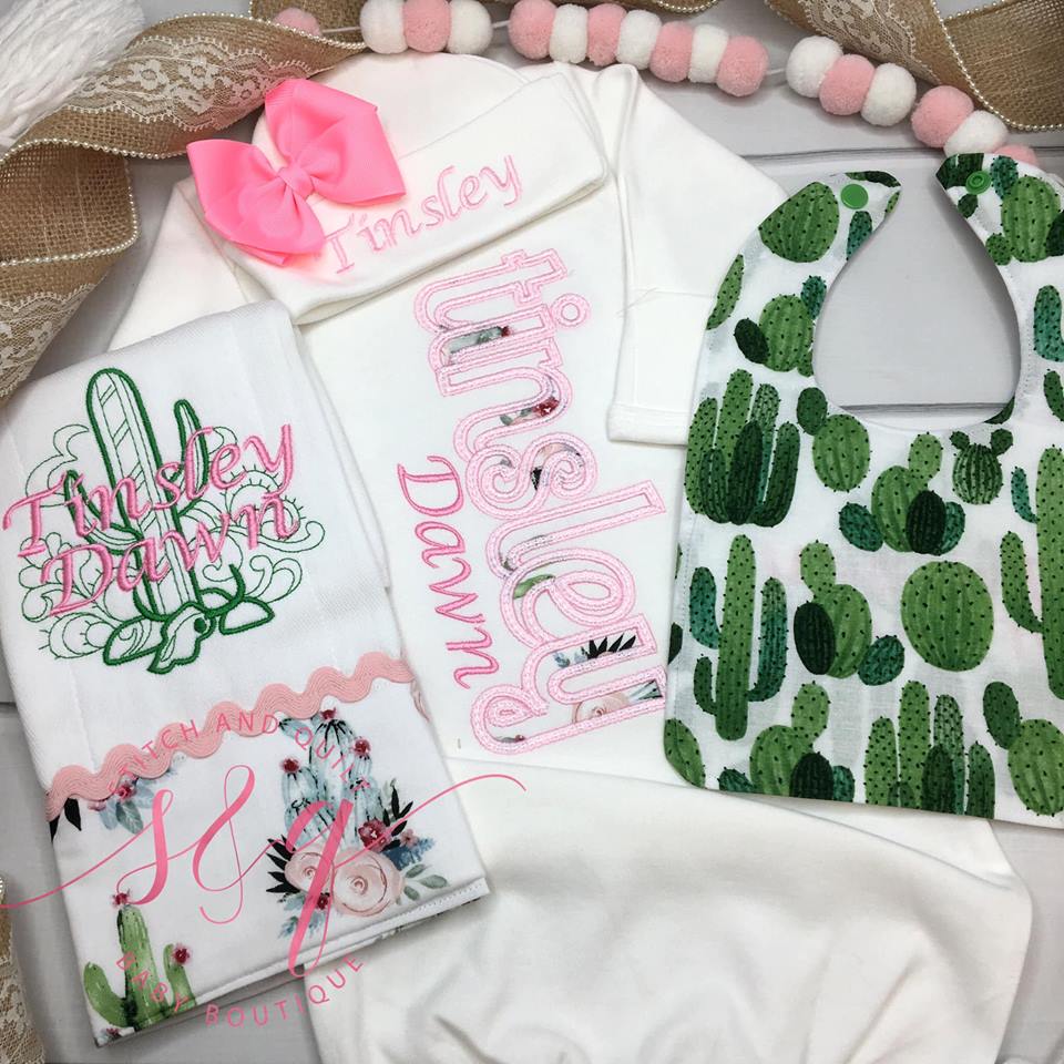 Baby Girl Coming Home Outfit, Pink Cactus baby