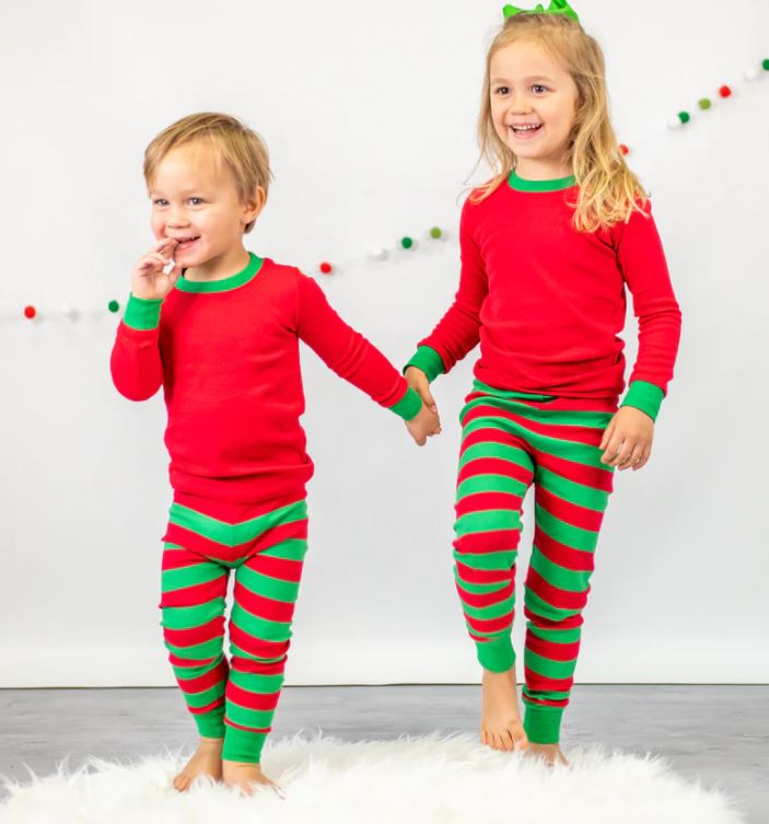 Children Christmas Pajamas, Holiday Red and Green