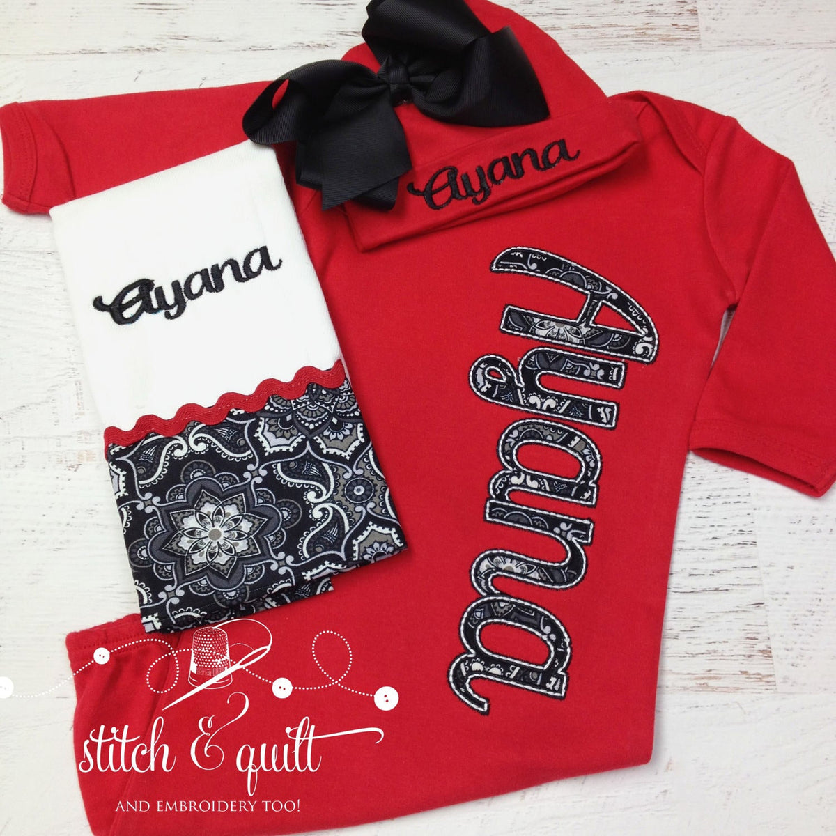 Newborn infant coming home outfit, Newborn gowns girl,  Red and Black Baby