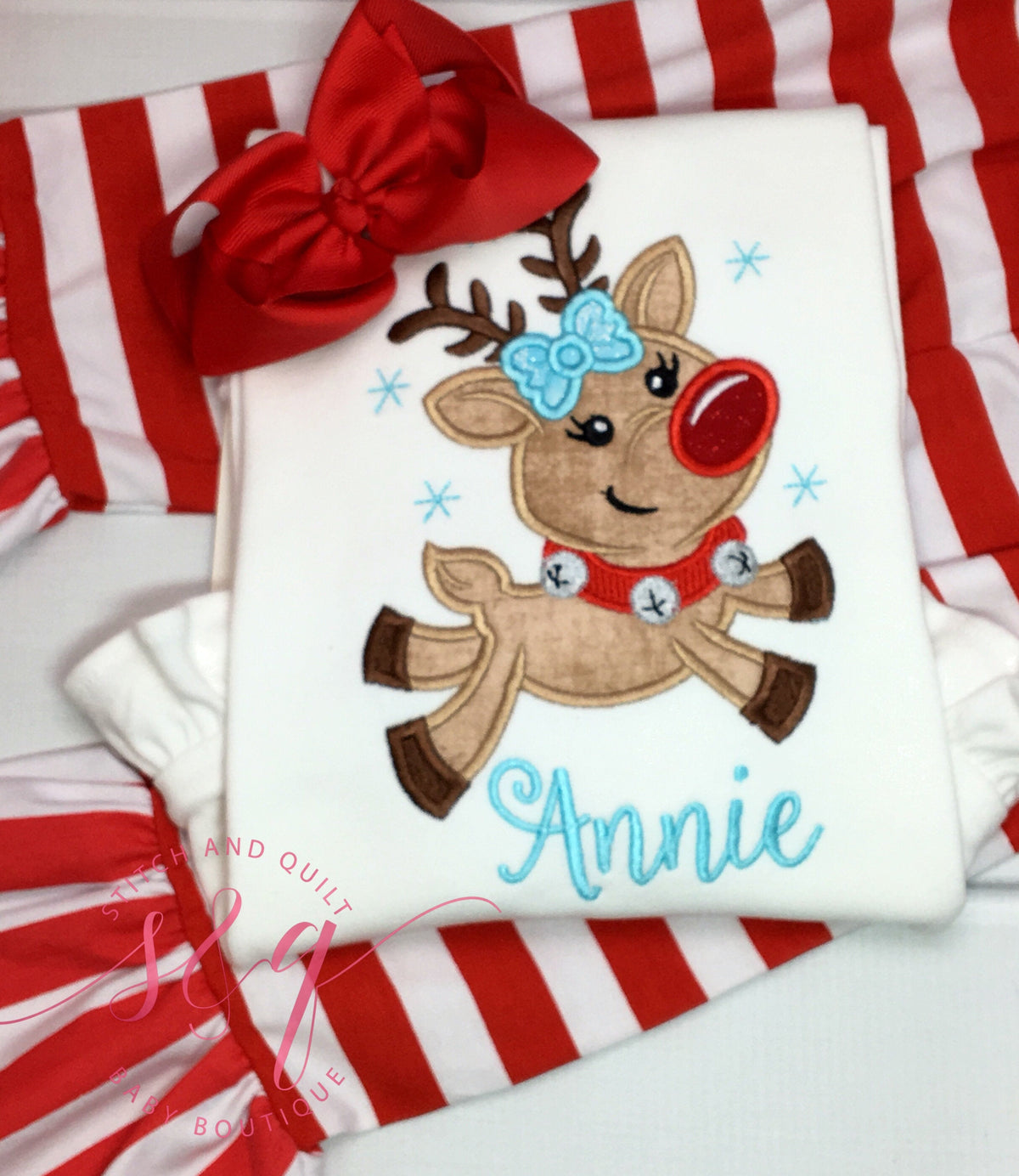 Flying Reindeer,  Baby Girl Christmas Outfit, Girl Toddler Christmas Outfit, Kids Christmas Outfit for Girls, Christmas Party