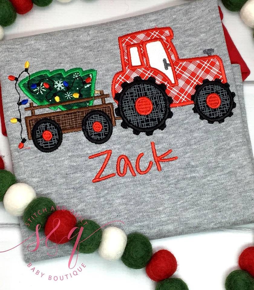 Christmas tractor with tree, Boys Christmas Shirt, Christmas Tree Shirt with Tractor, Toddler Christmas Shirts, Christmas Tractor Shirt