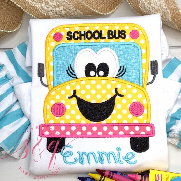 School bus shirt, School  shirt, baby girl clothes,  First day of school outfits for girls