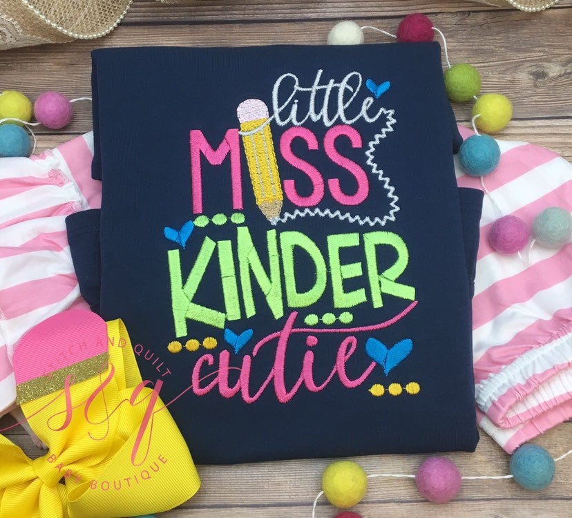 Little Miss Kinder Cutie, Kindergarten Girl Back to School Outfit