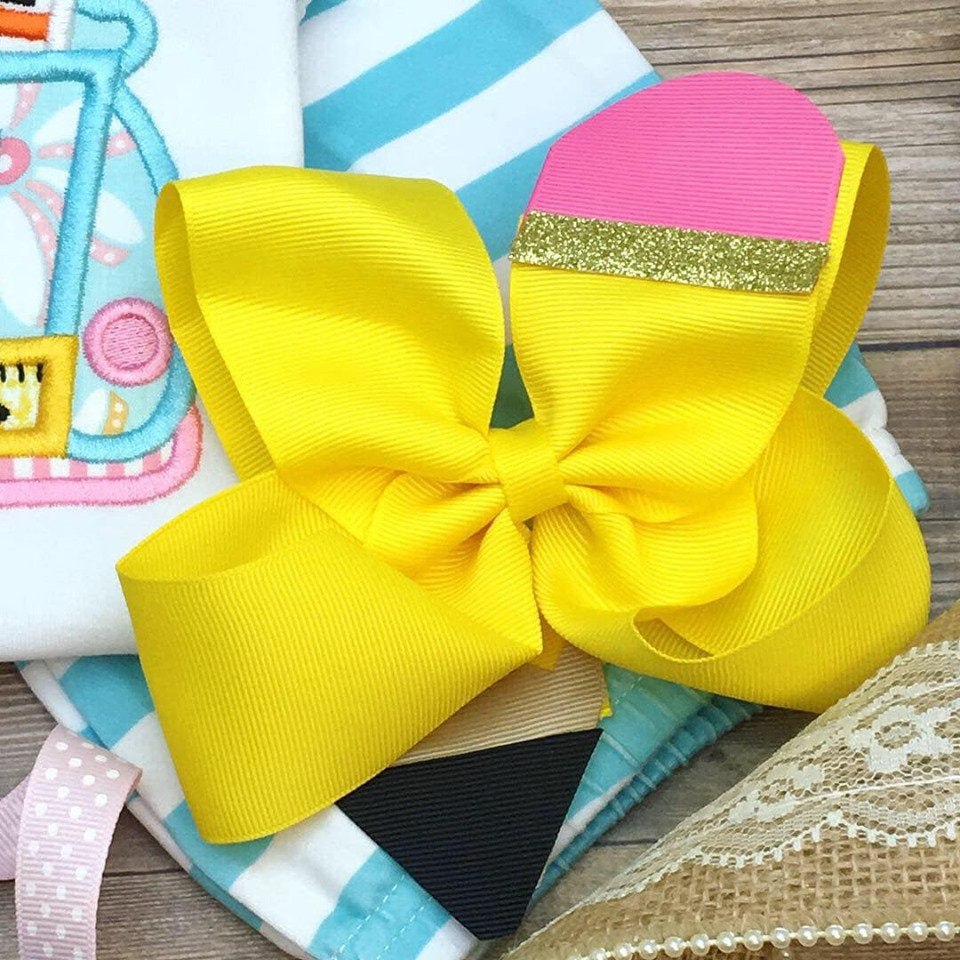 Pencil hair bow for back to school