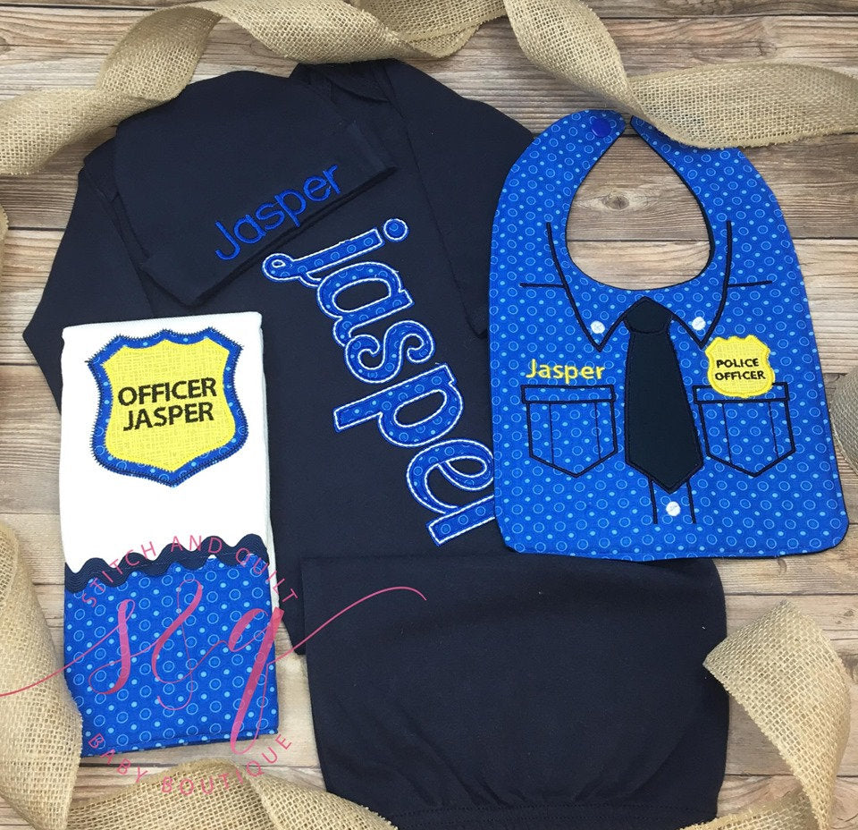 Baby Boy Coming Home Outfit  Police Policeman Personalized Outfit, Newborn Police