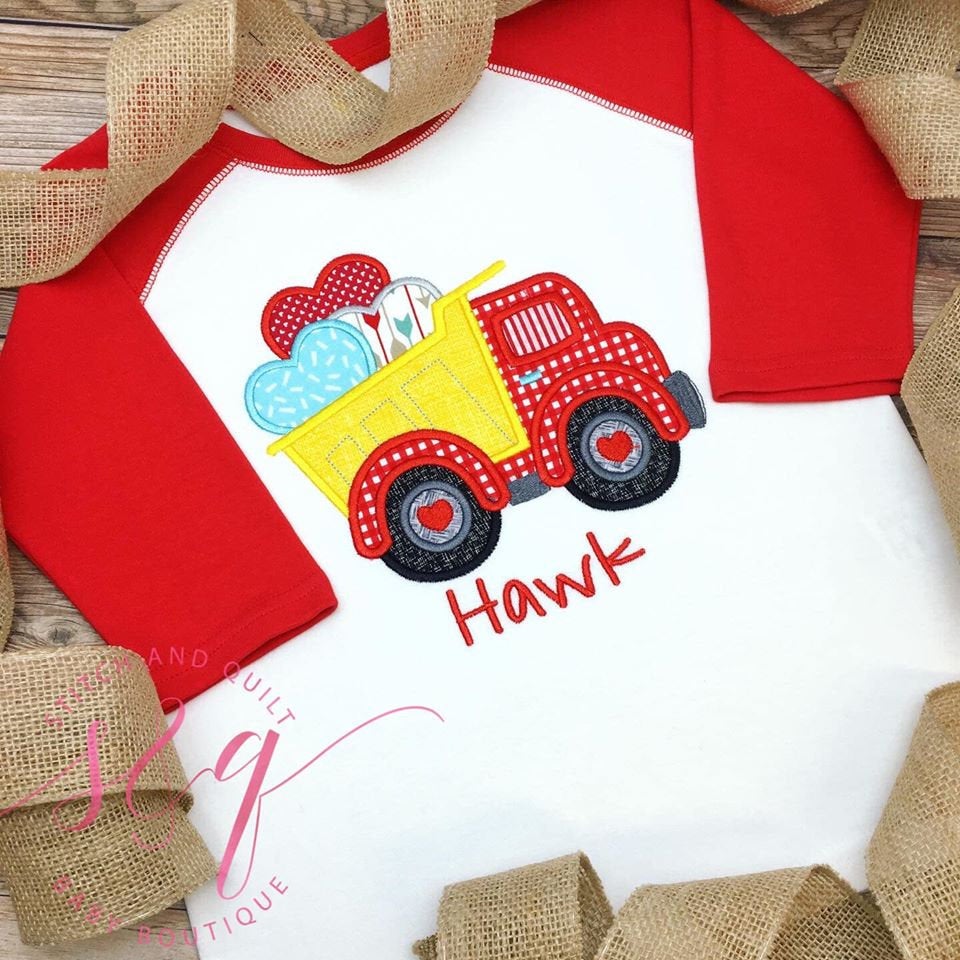 Valentine dump truck shirt for boys, Baby boy Valentines outfit, First Valentines Day, Toddler Boy Valentine, Boy Valentine
