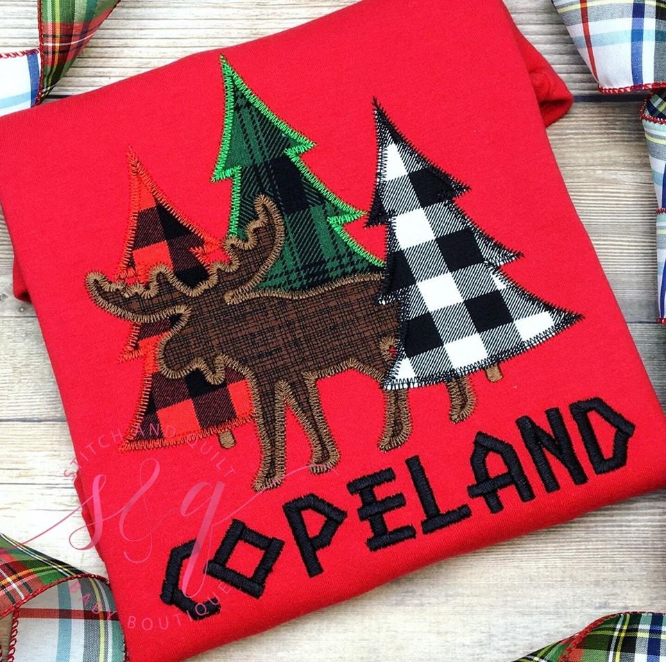 Woodland Moose,  Christmas Moose shirt, Boys Christmas shirt, Boys Christmas moose