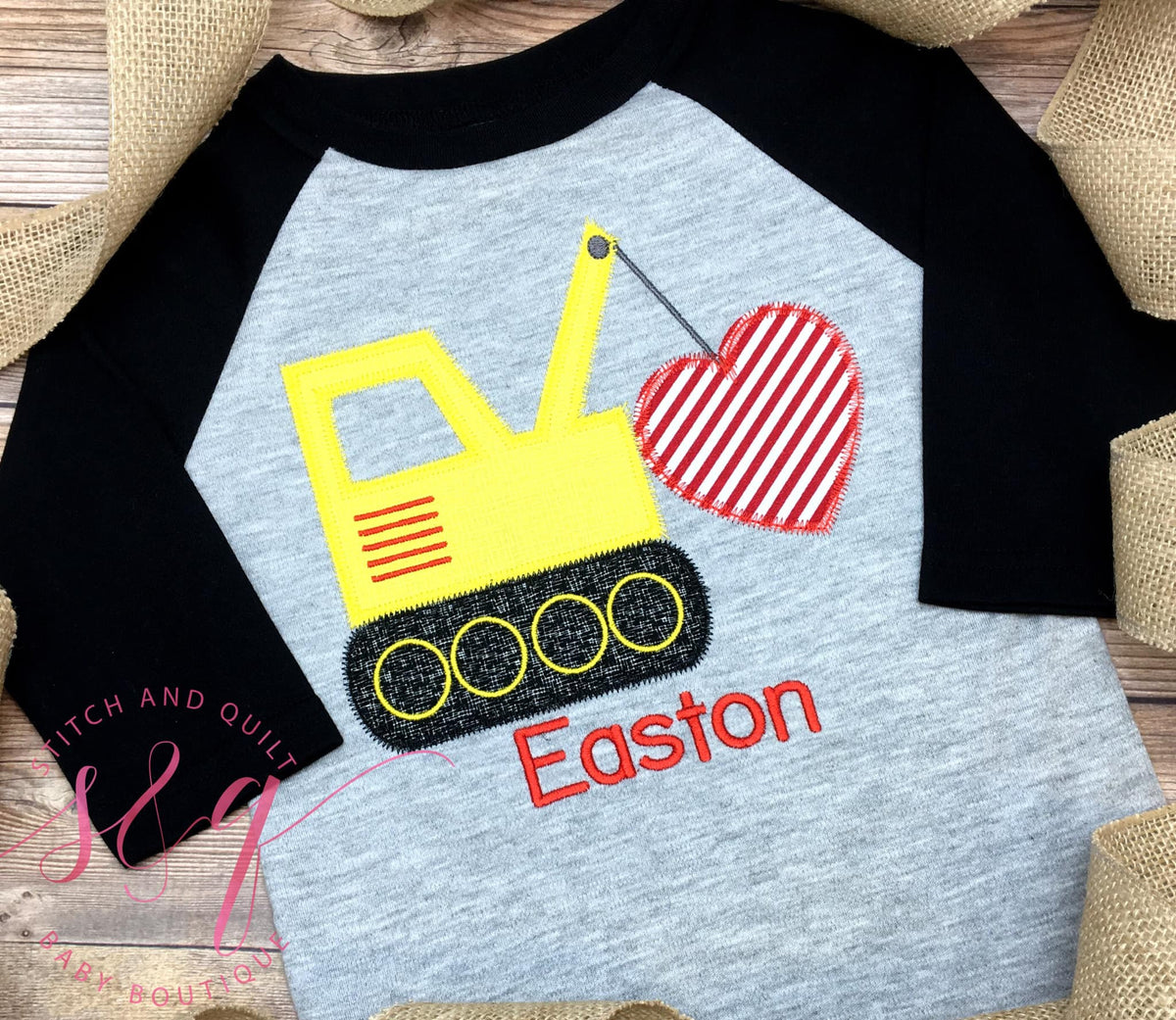 Valentine tractor loader shirt for boys