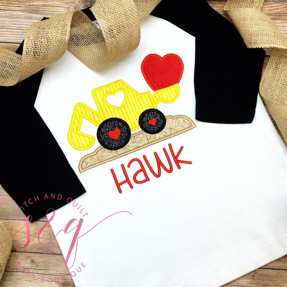 Valentine tractor loader shirt for boys, Baby boy Valentines outfit, First Valentines Day, Toddler Boy Valentine, Boy Valentine