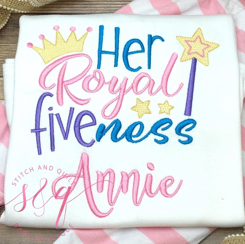 Her Royal Fiveness Girls Birthday Raglan, Girls 5th Birthday Shirt