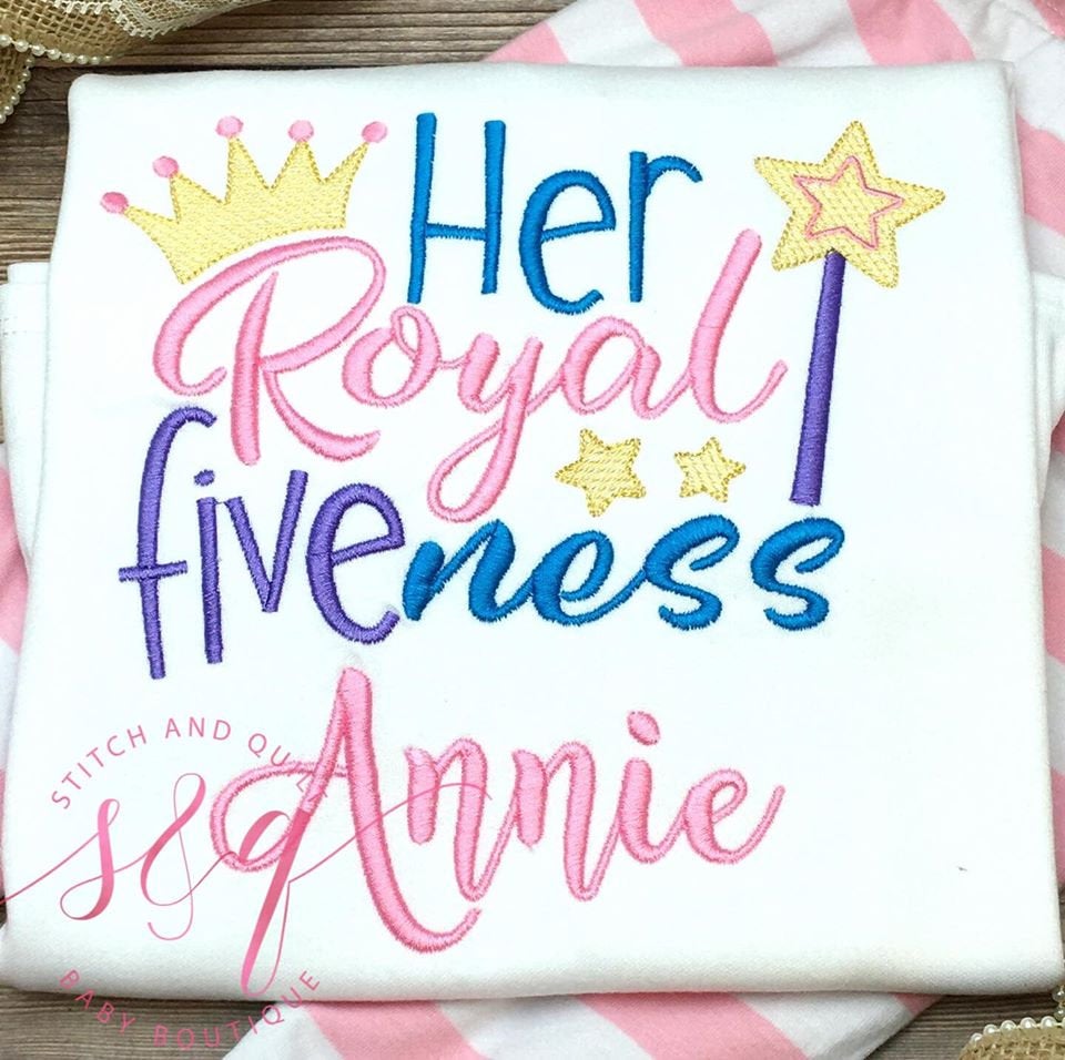 Her Royal Fiveness Girls Birthday Raglan, Girls 5th Birthday Shirt