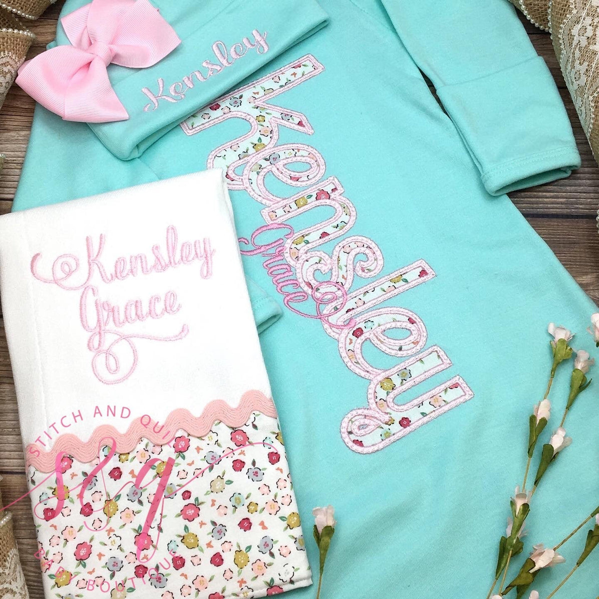 Mint and Pink Coming Home Outfit, Take Home Outfit, Going Home Outfit, Baby Girl Shower Gift