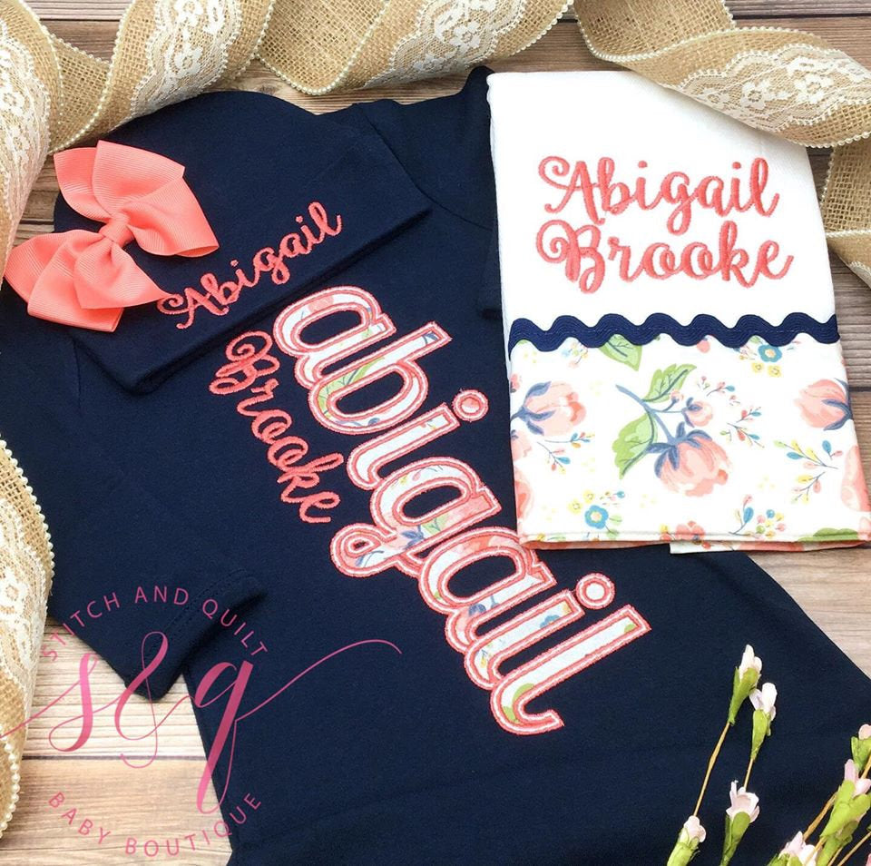 Coral and Navy Take Home Outfit, Going Home Outfit, Newborn Outfit, Newborn Dress, Baby Shower Gift, baby girl coming home outfit