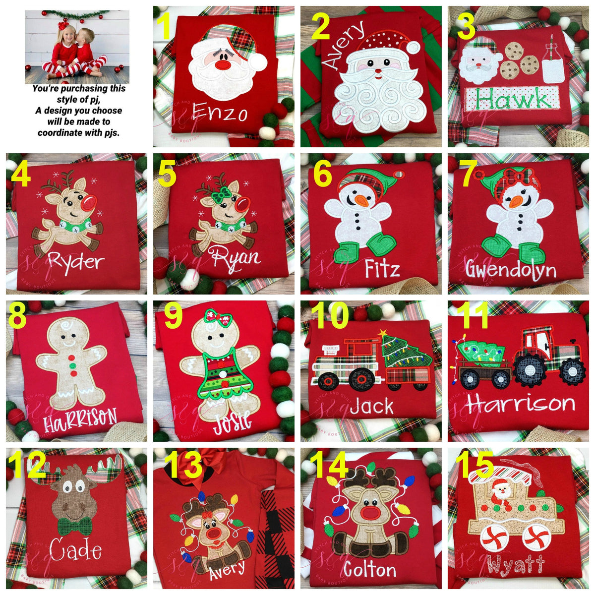 Christmas Pajamas,  Red and White Children&#39;s Christmas PJs
