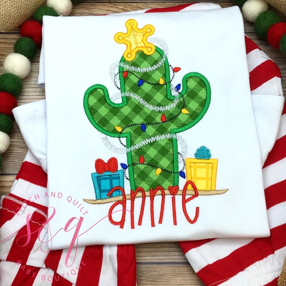 Girl Christmas Outfit, Girl Cactus set, Toddler Christmas Outfit,  Christmas Ruffle, Christmas Card outfit