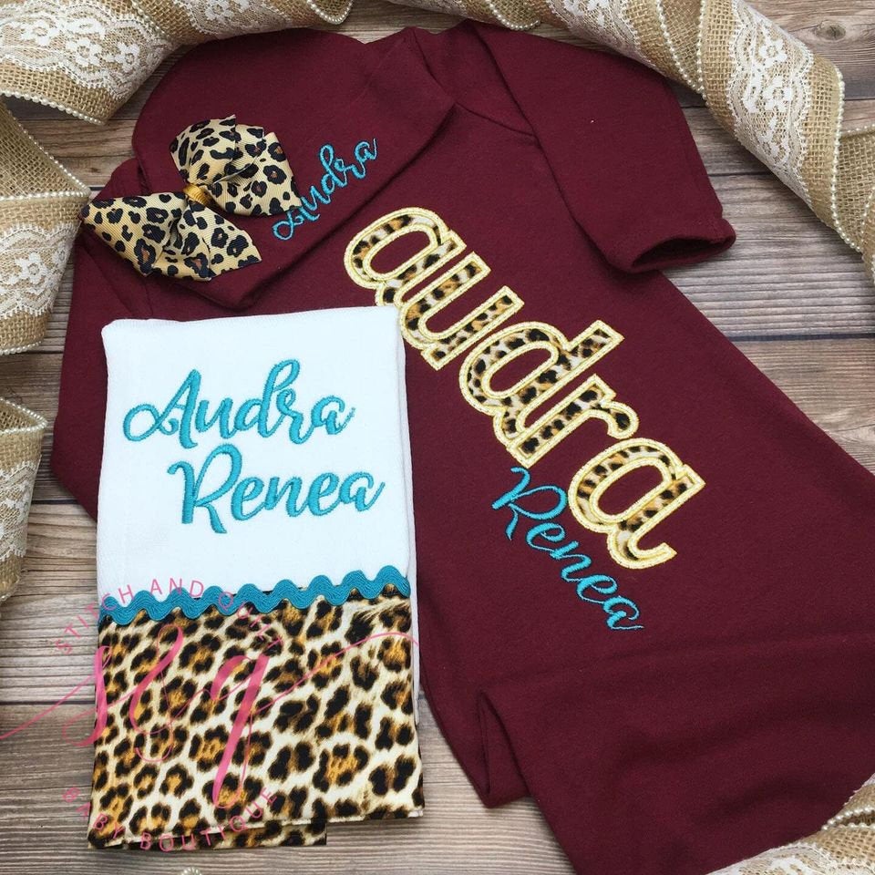 Maroon and Leopard print Coming Home Outfit, newborn girl coming home outfit, baby girl coming home outfit, coming home outfit baby girl
