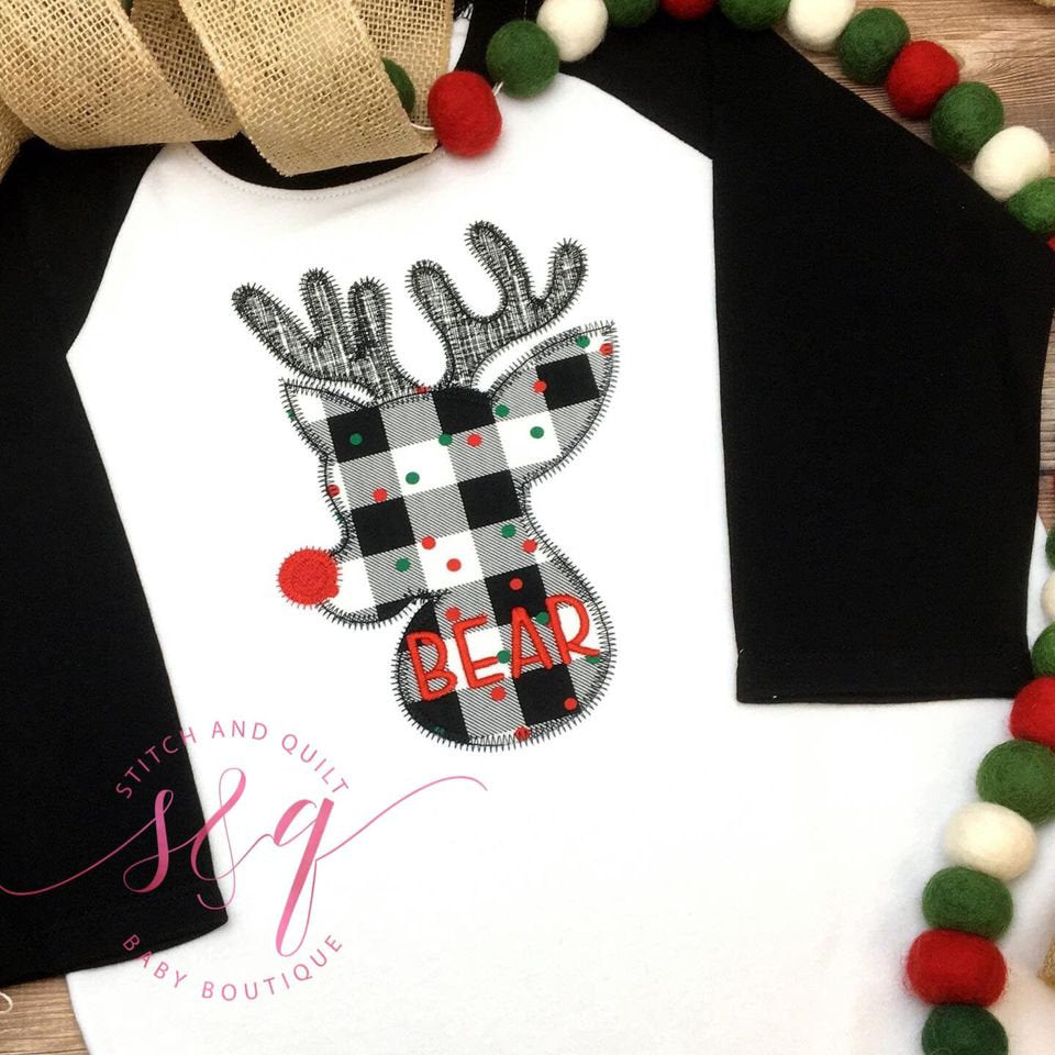 Christmas reindeer Raglan Shirt, Toddler Boy Girl reindeer Tee, Christmas Shirt Kids